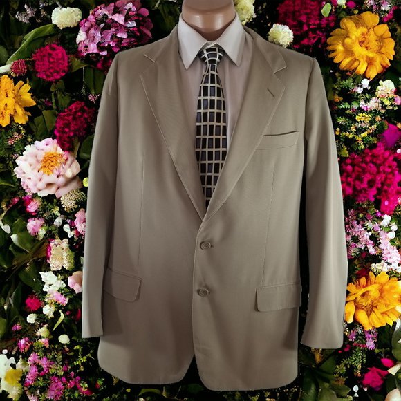 Emenegildo Zegna Men's 36L Solid Beige Blazer Sport Coat & Tie 10782 - Picture 3 of 9